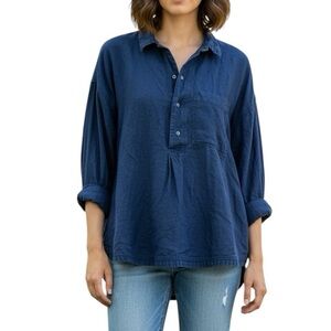 Free People Soft Denim Shirt Sz‎ M Oversized